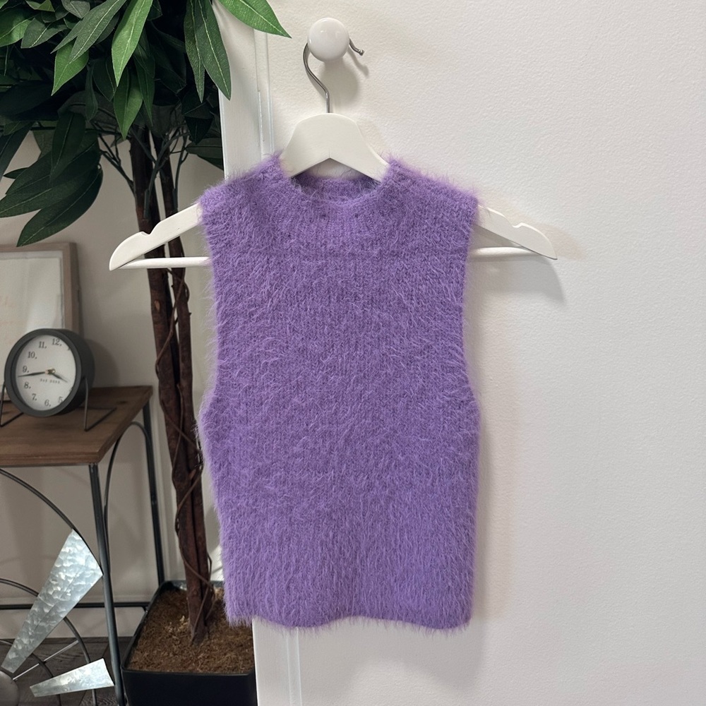 Purple Fuzzy crop Top